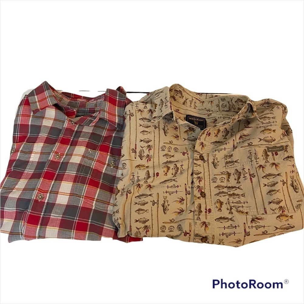 Woolrich Short Sleeve Button Down Shirts Bundle of 2 Men's Large